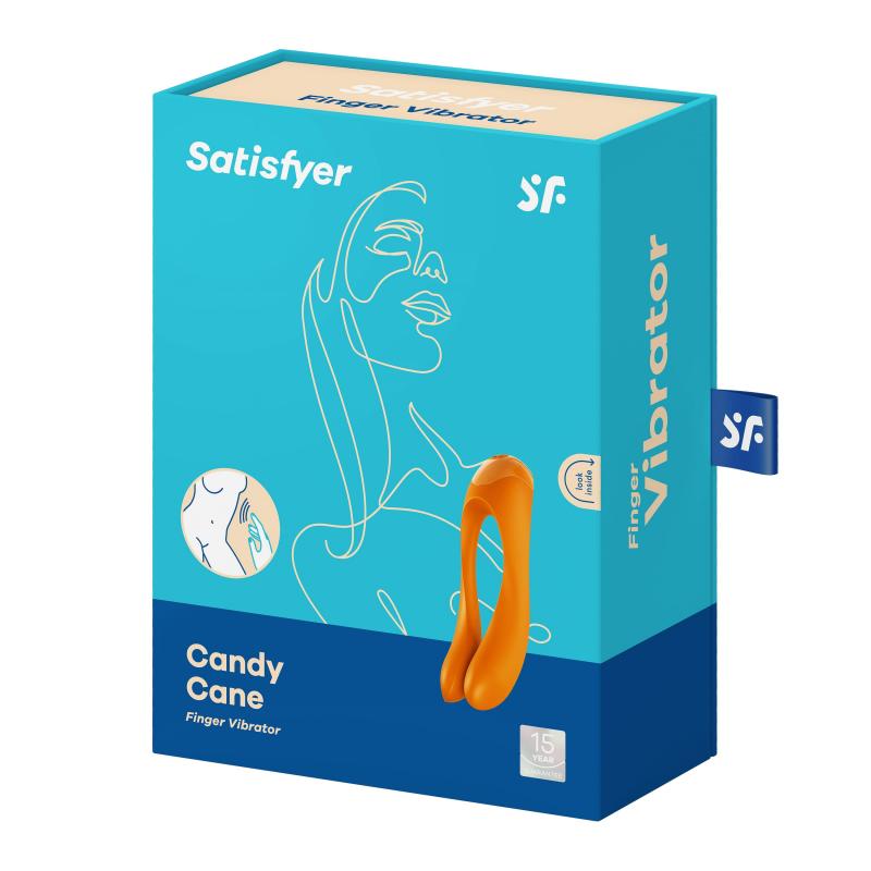 Satisfyer Candy Cane Finger Vibrator - Orange - UABDSM