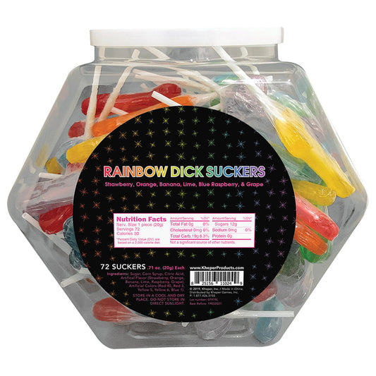 Rainbow Dick Suckers Display of 72 Assorted - UABDSM