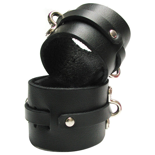 KinkLab Bondage Basics Leather Ankle Cuffs-Black - UABDSM