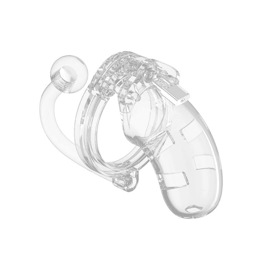 Man Cage 10  Male 3.5 Inch Clear Chastity Cage With Anal Plug - UABDSM