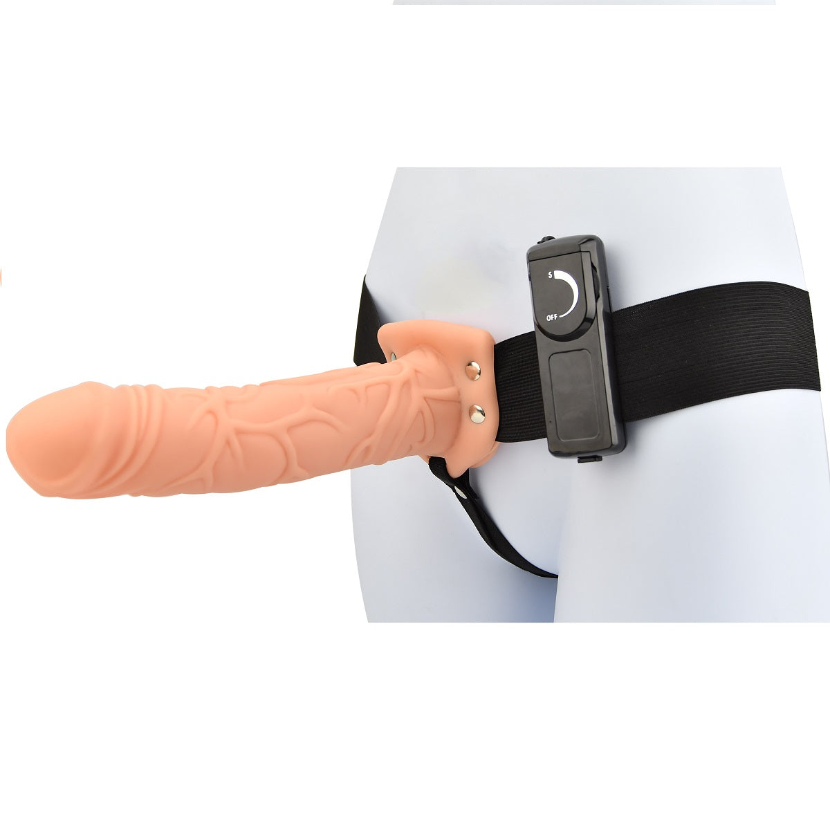 Loving Joy 8 Inch Vibrating Hollow Strap On Vanilla - UABDSM