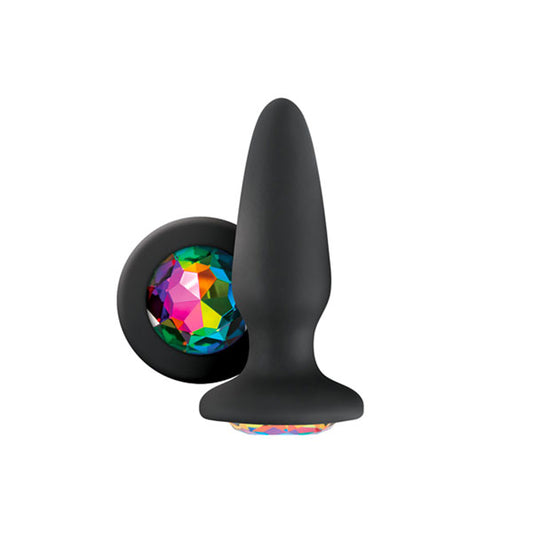 Glams Silicone Rainbow Gem Butt Plug Black - UABDSM