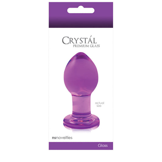Crystal Premium Glass Plug - Medium - Clear Purple - UABDSM