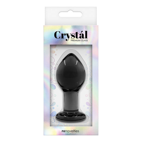 Crystal Premium Glass Plug - Large - Clear Charcoal - UABDSM