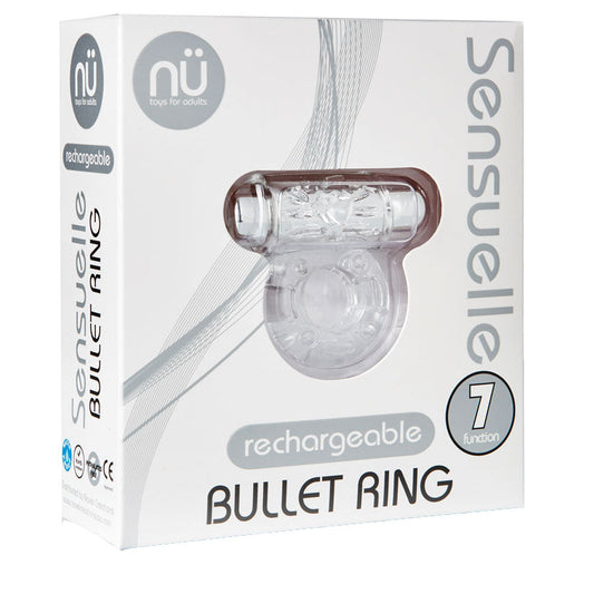 Sensuelle 7 Function Rechargeable Bullet Ring -  Clear - UABDSM