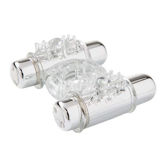 Sensuelle 7 Function Rechargeable Double Action Bullet Ring - Clear - UABDSM