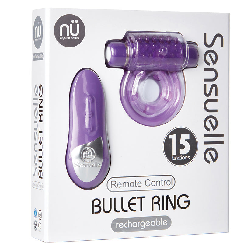 Sensuelle Remote Control 15 Function Rechargeable Bullet Ring - Purple - UABDSM