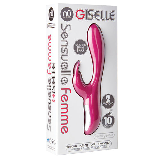 Sensuelle Femme Giselle 10+3 Function Rechargeable Rabbit Massager - Magenta - UABDSM
