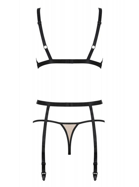 Nudelia 3-piece Garter Set - Nude/Black - UABDSM