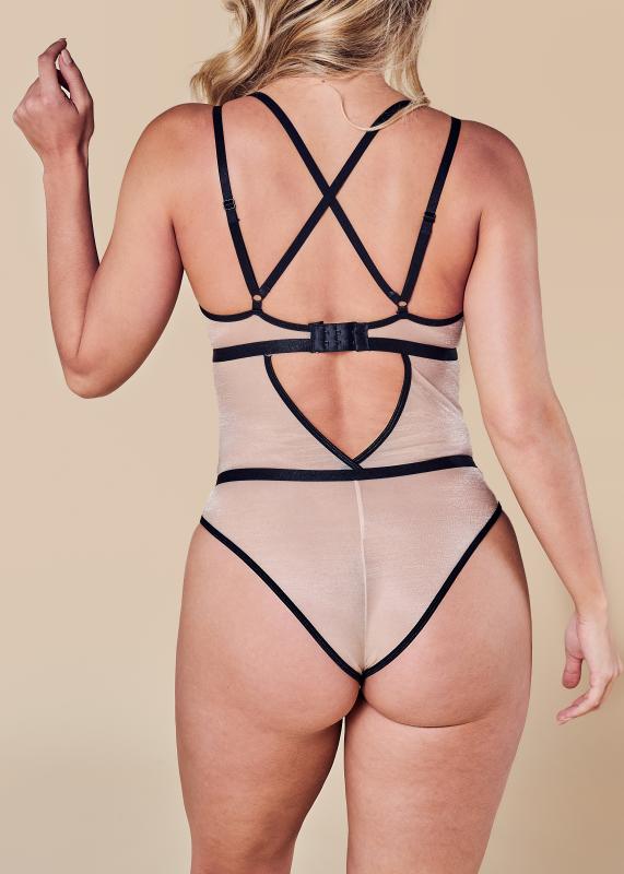 Nudelia Eye-Catching Bodysuit - Nude/Black - UABDSM