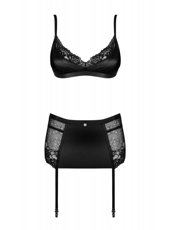 Blanita 3-piece Lace Suspender Set - Black - UABDSM