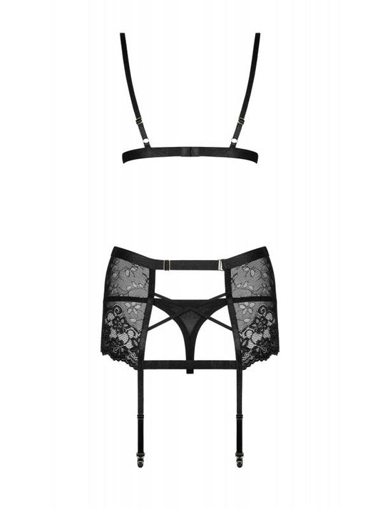 Blanita 3-piece Lace Suspender Set - Black - UABDSM