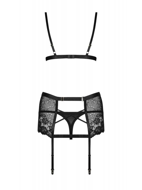 Blanita 3-piece Lace Suspender Set - Black - UABDSM