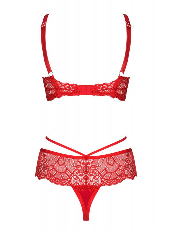 Loventy 2-Piece Lace Bra Set - Red - UABDSM