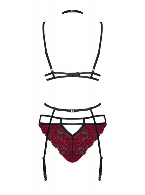 Sugestina 3-Piece Suspender Set - Black/Red - UABDSM