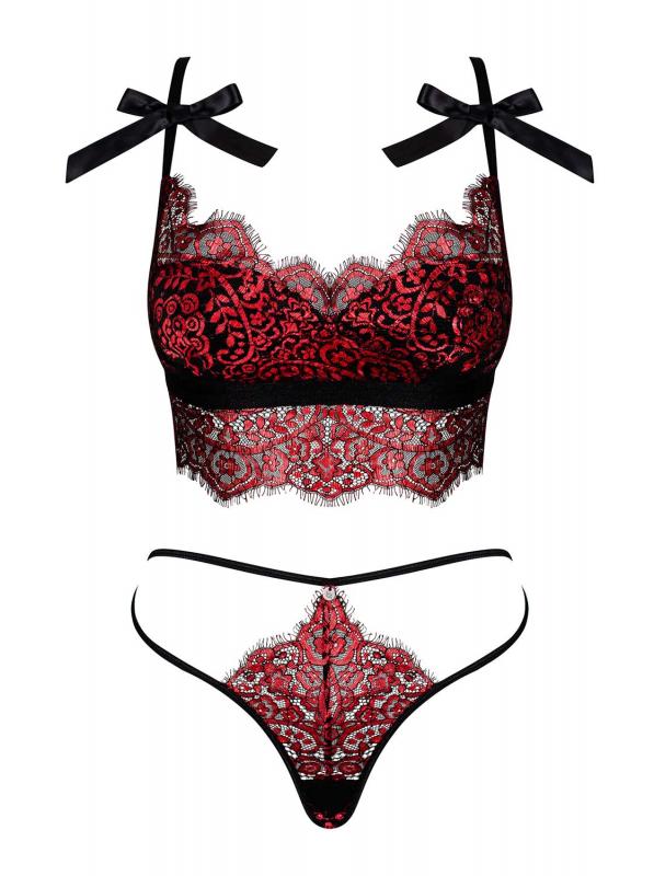 Redessia 2-piece Lace Bra Set - Red/Black - UABDSM