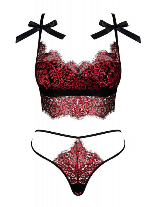 Redessia 2-piece Lace Bra Set - Red/Black - UABDSM