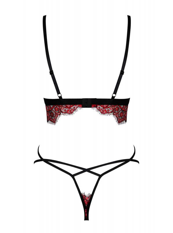 Redessia 2-piece Lace Bra Set - Red/Black - UABDSM