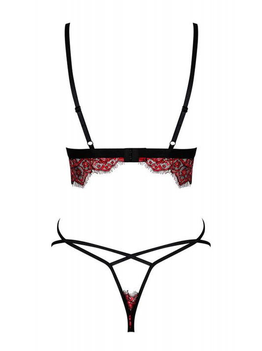 Redessia 2-piece Lace Bra Set - Red/Black - UABDSM