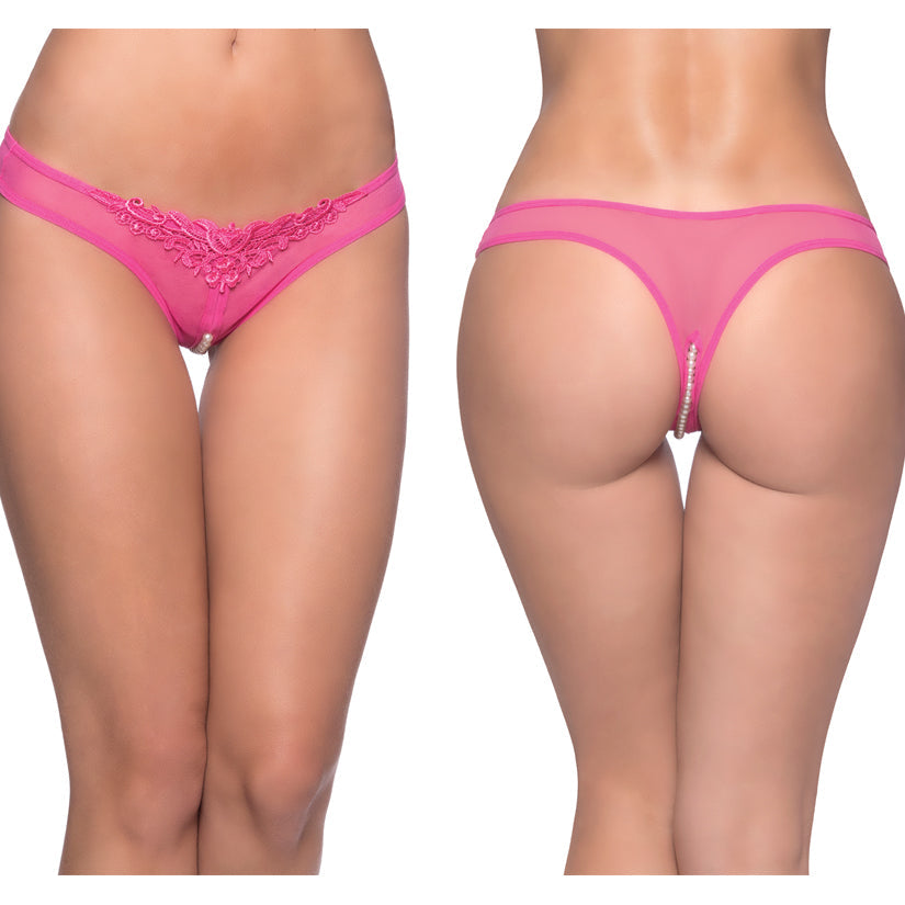 Paradise Crotchless Pearl Thong-Pink O/S - UABDSM