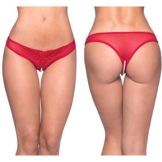 Paradise Crotchless Pearl Thong-Red 1X/2X - UABDSM