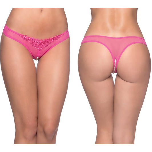 Paradise Crotchless Pearl Thong-Pink 1X/2X - UABDSM