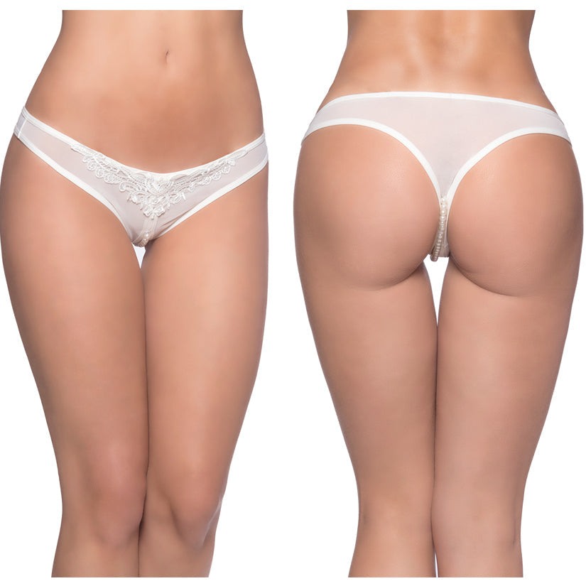 Paradise Crotchless Pearl Thong-White 1X/2X - UABDSM