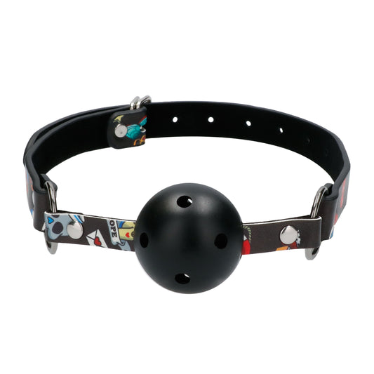 Ouch Breathable Ball Gag With Printed Leather Straps - UABDSM