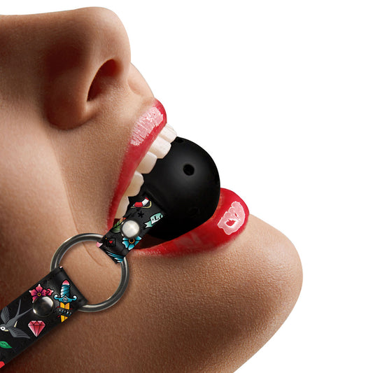 Ouch Breathable Ball Gag With Printed Leather Straps - UABDSM