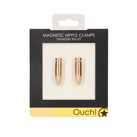 Ouch Magnetic Nipple Clamps Diamond Bullet Gold - UABDSM