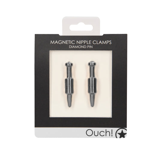 Ouch Magnetic Nipple Clamps Diamond Pin Grey - UABDSM