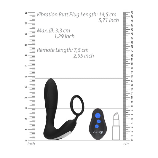 Ouch E Stimulation And Vibration Butt Plug And Cock Ring - UABDSM