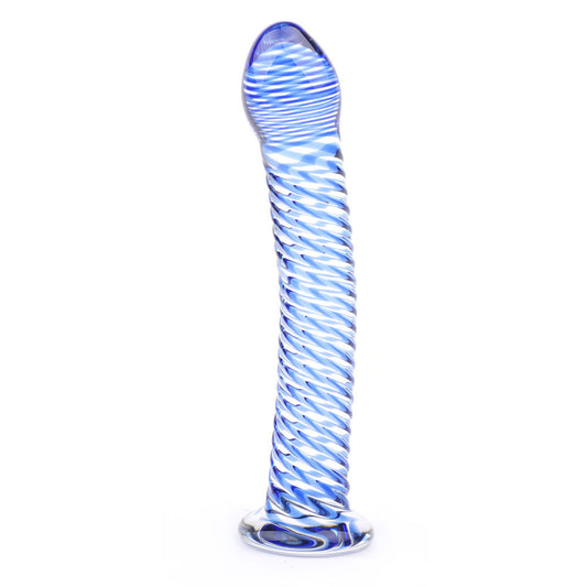 Glass Dildo With Blue Spiral Design - UABDSM