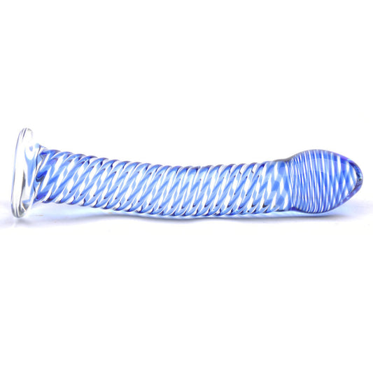 Glass Dildo With Blue Spiral Design - UABDSM