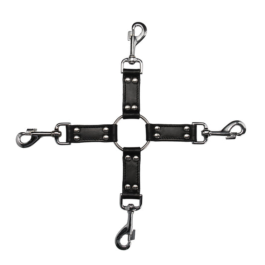 4-Way Black Leather Hogtie Cross - UABDSM
