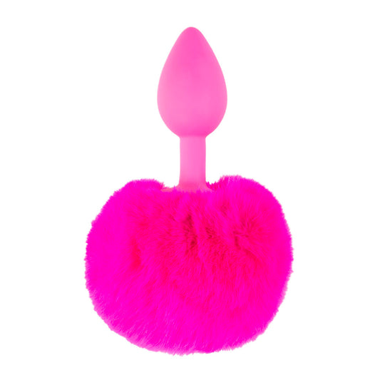 Neon Pink Bunny Tail Mini Butt Plug - UABDSM