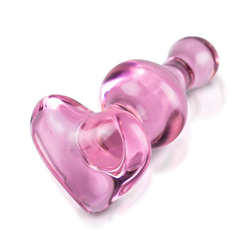 Icicles No.75 Pink Heart Glass Butt Plug - UABDSM