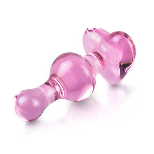 Icicles No.75 Pink Heart Glass Butt Plug - UABDSM