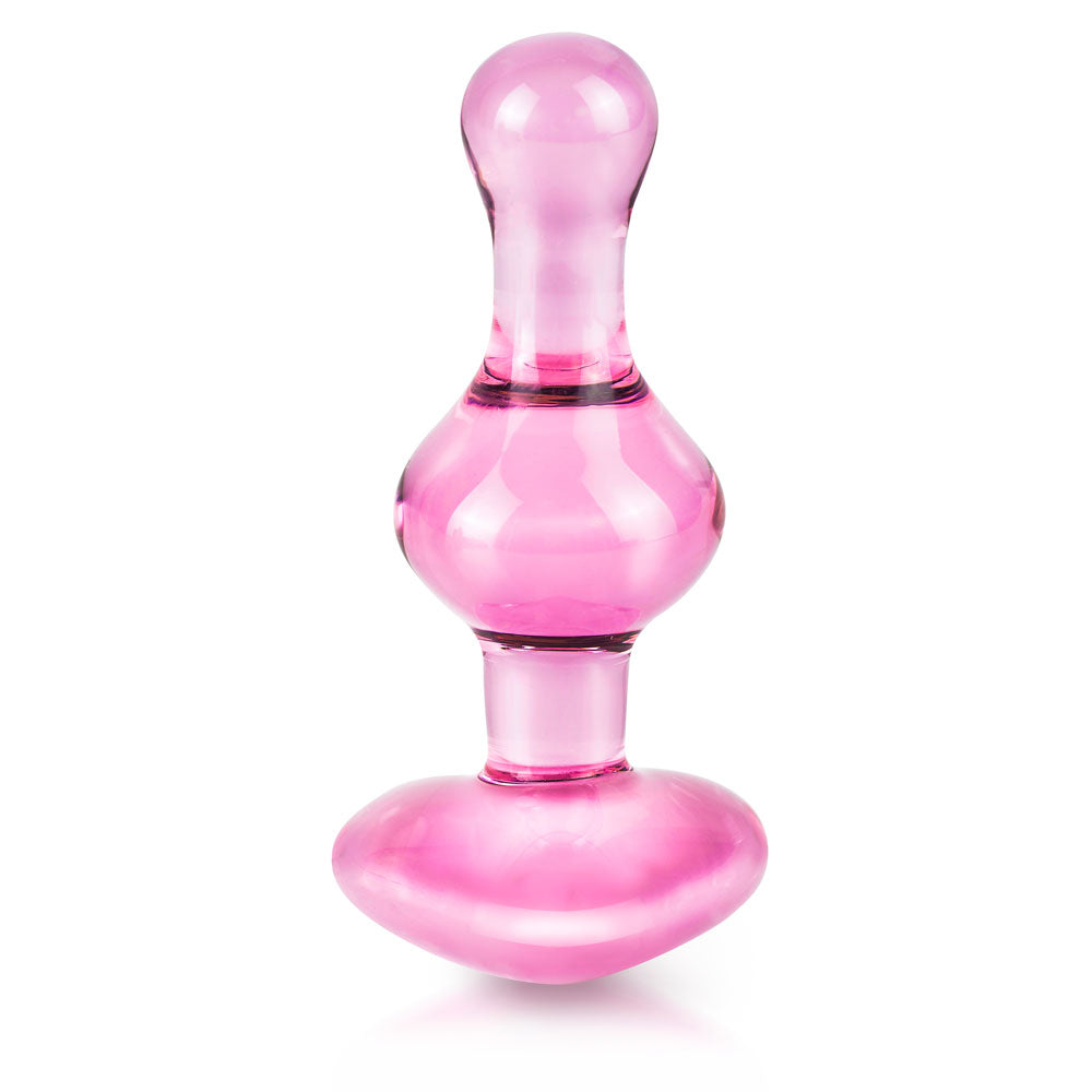 Icicles No.75 Pink Heart Glass Butt Plug - UABDSM