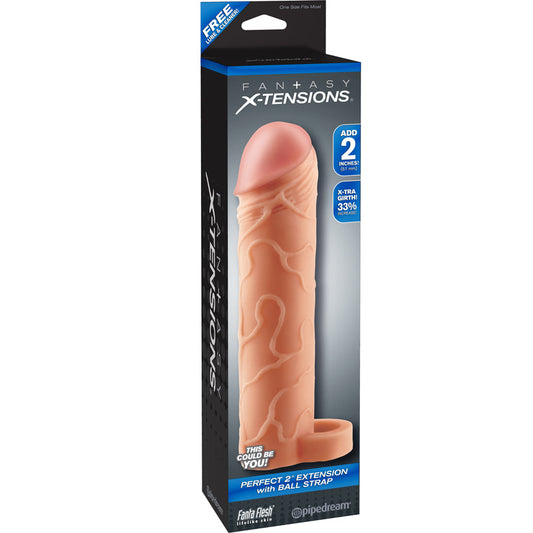 Fantasy X-Tension Perfect 2-Inch Extension With  Ball Strap - Flesh - UABDSM
