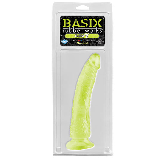 Basix Rubber Works Slim 7 Inch Suction Cup - Glow in the Dark - UABDSM