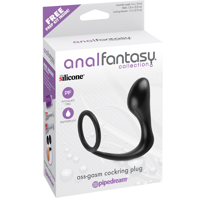 Anal Fantasy Collection Ass Gasm Cockring Plug - Black - UABDSM