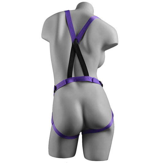 Dillio Strap On Suspender Harness With Silicone 7 Inch Purple Do - UABDSM