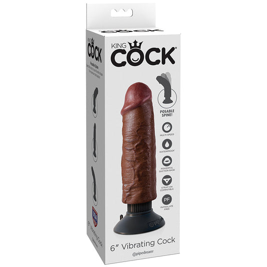 King Cock 6 Vibrating Cock - Brown - UABDSM