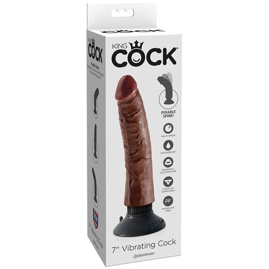 King Cock 7-Inch Vibrating Cock - Brown - UABDSM
