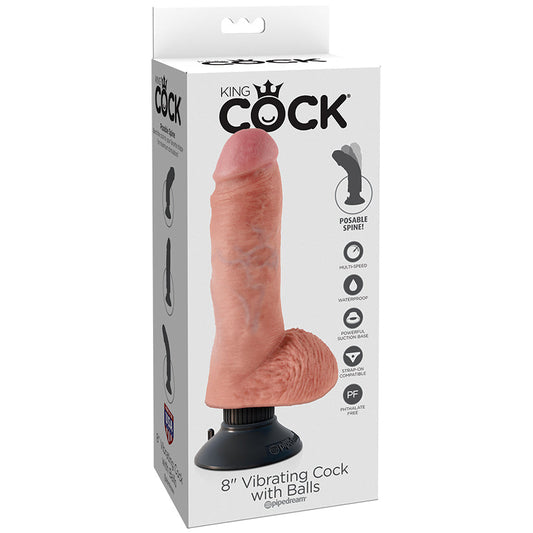 King Cock 8-Inch Vibrating Cock With Balls - Flesh - UABDSM