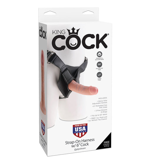 King Cock Strap on Harness With 6 Inch Cock - Light - UABDSM