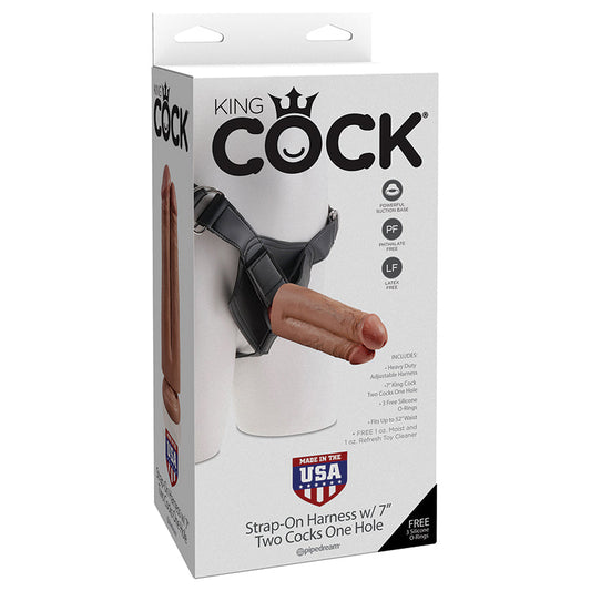 King Cock Strap-On Harness with Two Cocks One Hole-Tan 7    [Regular Price 46.00] - UABDSM