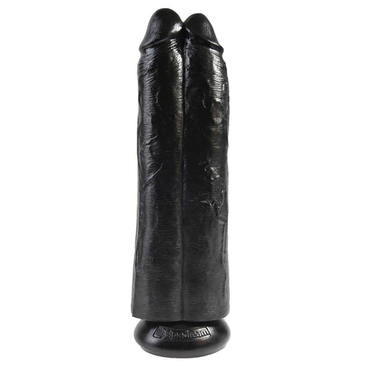 King Cock 11 Inch Black Two Cocks One Hole Hollow Strap-On - UABDSM