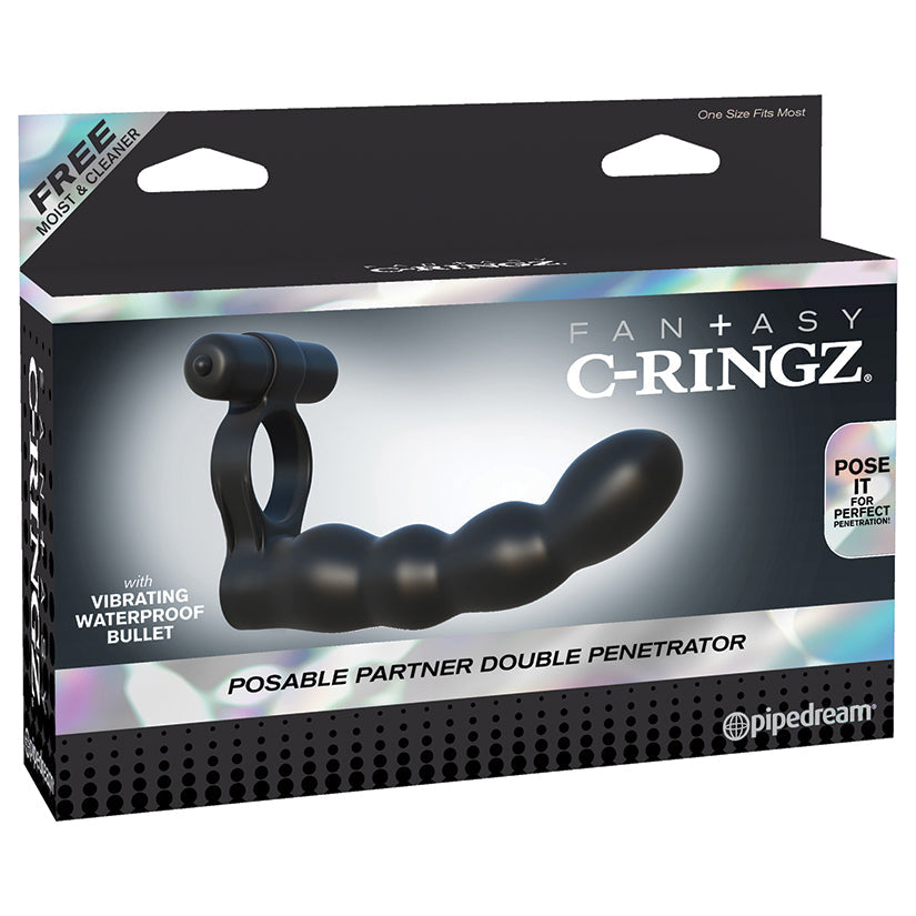 Fantasy C-Ringz Posable Partner Double Penetrator - Black - UABDSM